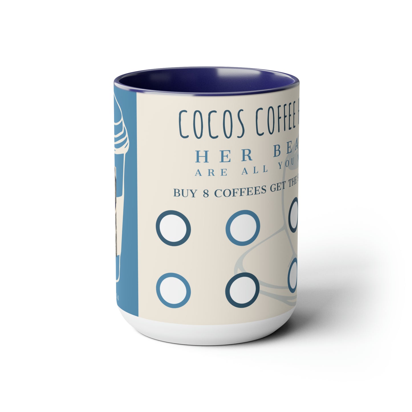 Cocos Coffee House Two-Tone Coffee Mugs, 15oz