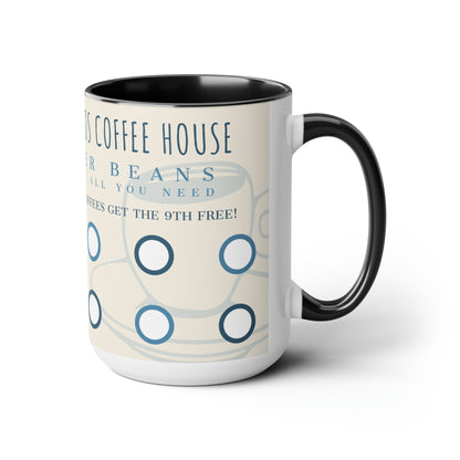 Cocos Coffee House Two-Tone Coffee Mugs, 15oz