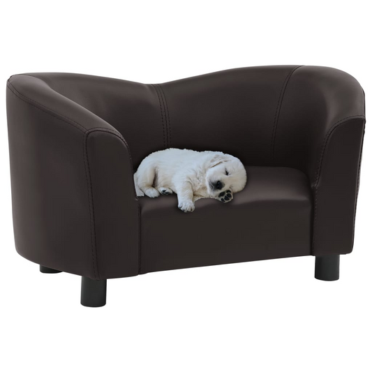 vidaXL Dog Sofa Brown - 26.4"x16.1"x15.4" Faux Leather | Comfortable Pet Furniture