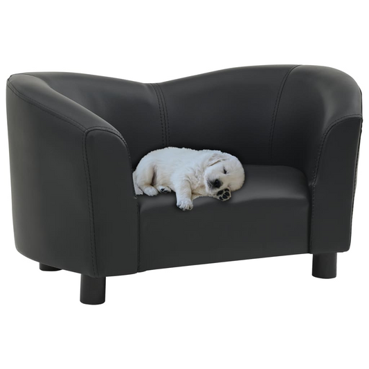 vidaXL Dog Sofa Black 26.4"x16.1"x15.4" Faux Leather - Comfortable Pet Furniture