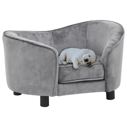 vidaXL Dog Sofa Gray 27.2"x19.3"x15.7" Plush - Comfortable Furniture for Your Beloved Pet