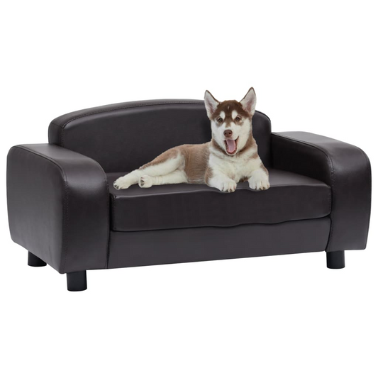 vidaXL Dog Sofa Brown 31.5"x19.7"x15.7" Faux Leather - Comfortable Pet Furniture