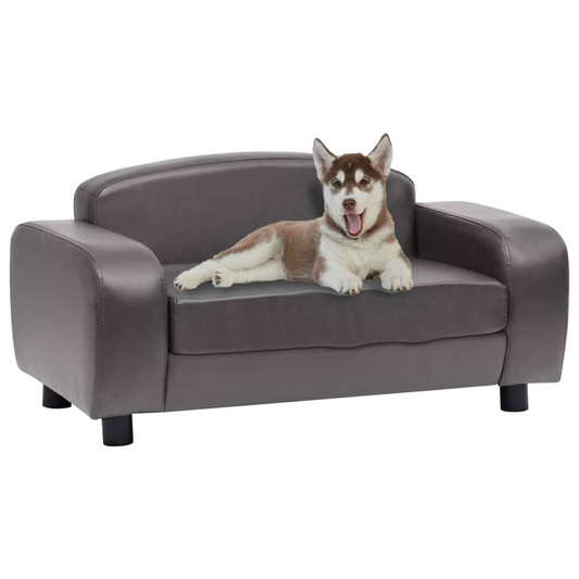 vidaXL Dog Sofa Gray 31.5"x19.7"x15.7" Faux Leather - Comfortable Pet Furniture