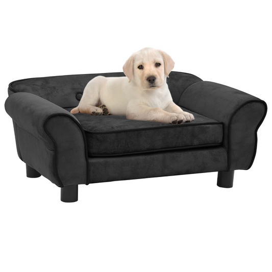 vidaXL Dog Sofa Dark Gray 28.3"x17.7"x11.8" Plush | Cozy Pet Furniture