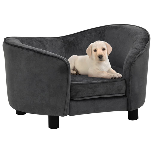 vidaXL Dog Sofa Dark Gray 27.2"x19.3"x15.7" Plush - Comfortable Pet Furniture for Small Dogs and Cats