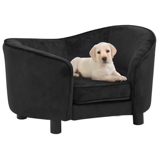 vidaXL Dog Sofa Black 27.2"x19.3"x15.7" Plush - Comfortable Pet Furniture