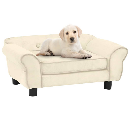 vidaXL Dog Sofa Cream - Plush, Wooden Frame, Anti-Slip Design