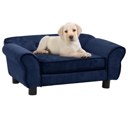 vidaXL Dog Sofa Blue 28.3"x17.7"x11.8" Plush - Comfortable Pet Furniture