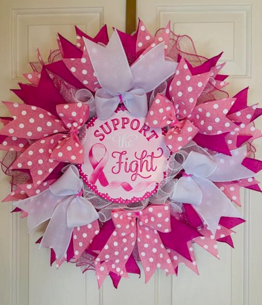 Pretty in Pink Support the Fight Breast Cancer Awareness Custom Wreath