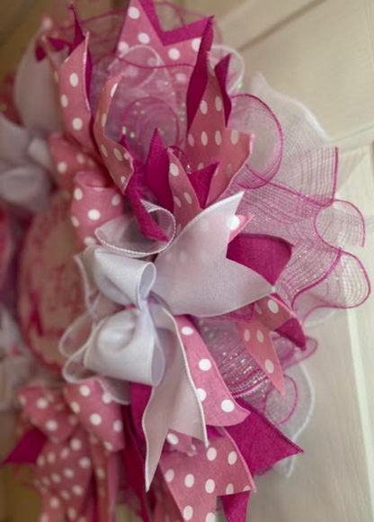 Pretty in Pink Support the Fight Breast Cancer Awareness Custom Wreath