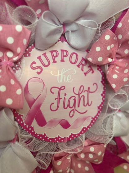 Pretty in Pink Support the Fight Breast Cancer Awareness Custom Wreath