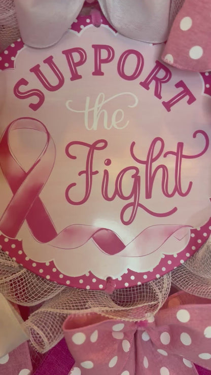 Pretty in Pink Support the Fight Breast Cancer Awareness Custom Wreath